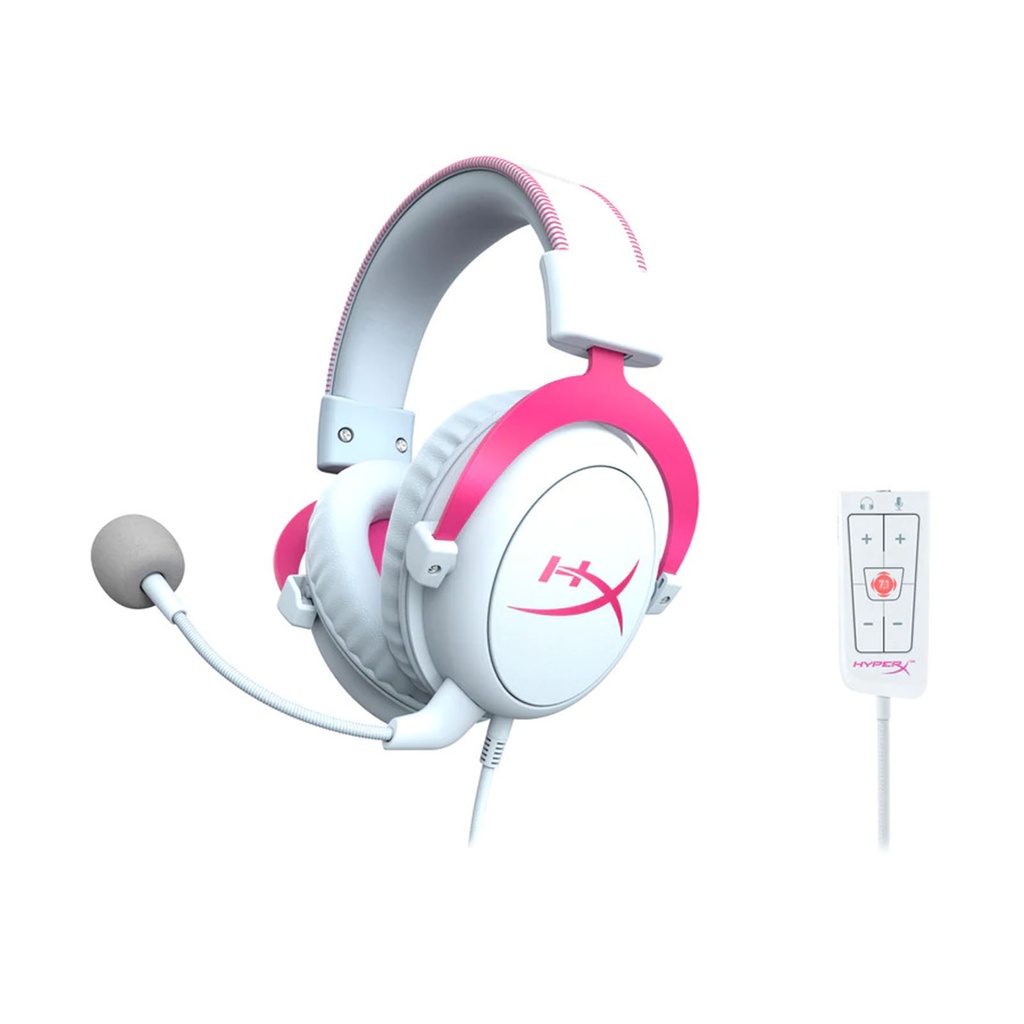 HyperX Cloud II Gaming Headset (WhitePink) Gear Studio PC Gaming